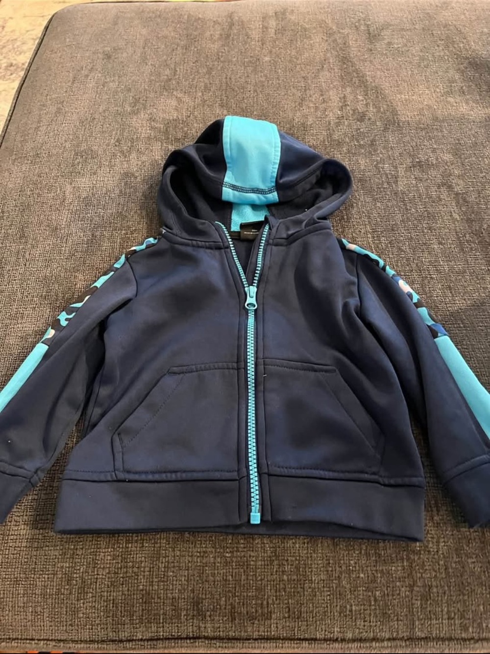 Kids Navy & Teal Zip-Up Hooded Sweatshirt